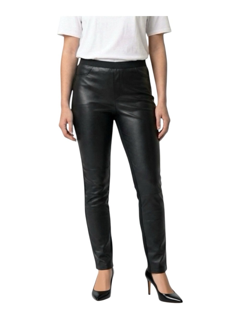 Bagatelle Black Faux Leather Pull On Skinny Pants Size Medium